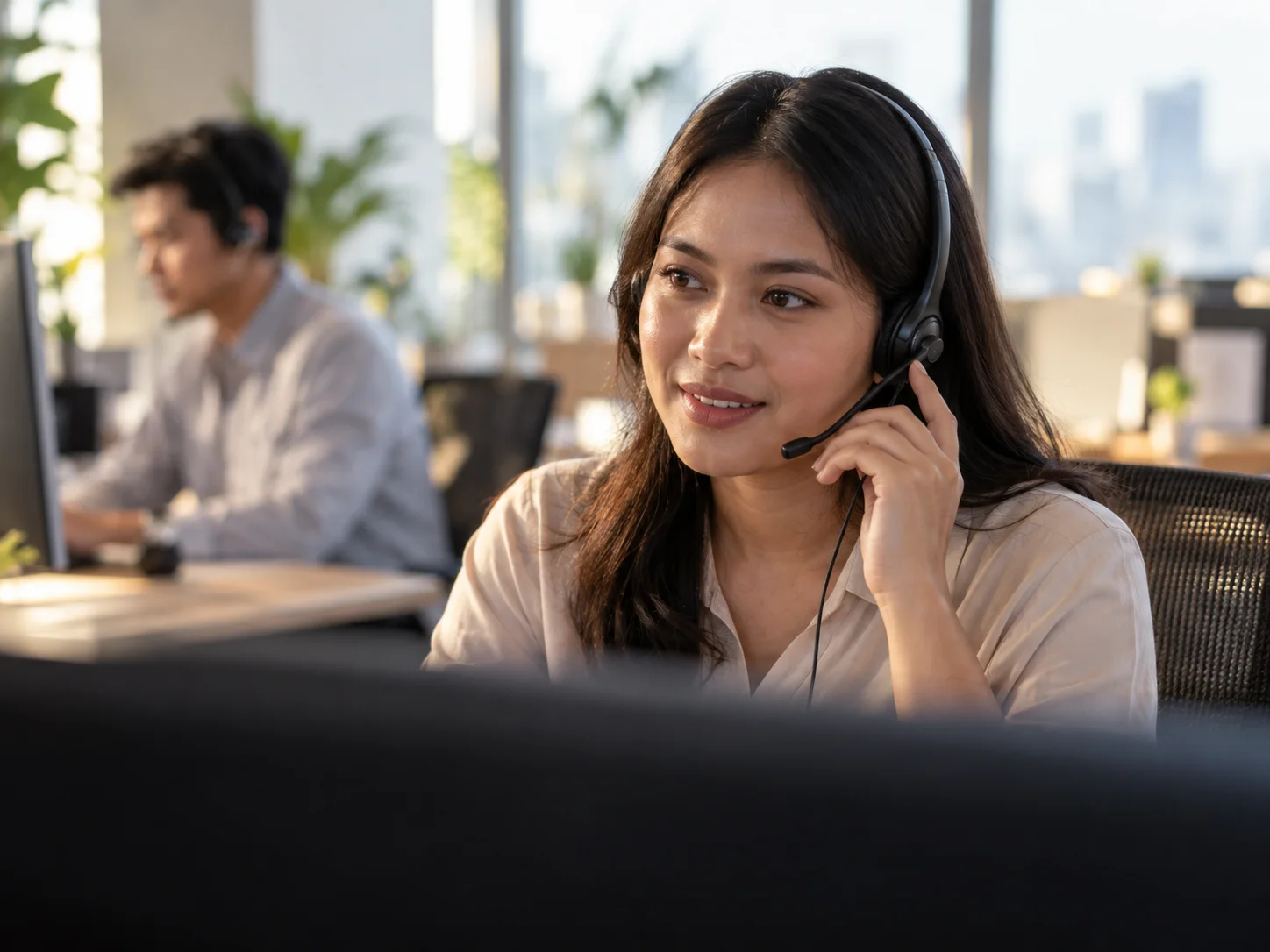 A Bakasir support agent on a call